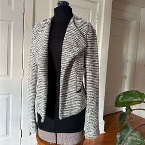 LOFT Women's Textured Black and White Blazer